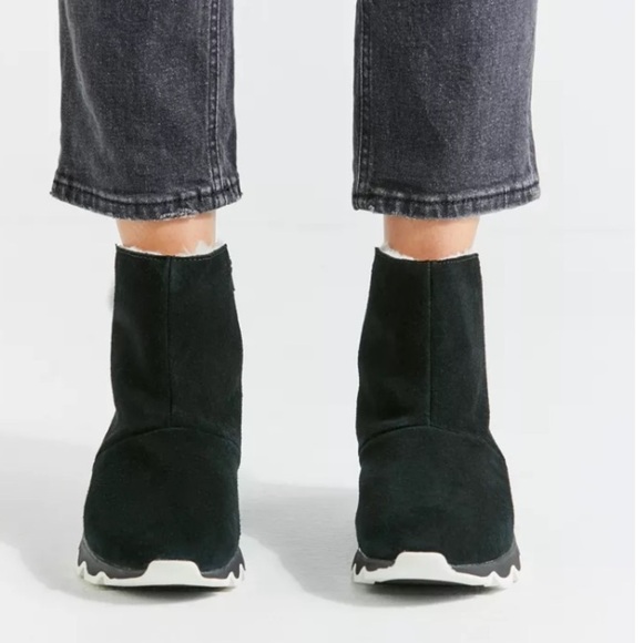 Sorel Kinetic boots size 9 leather suede booties black wedges zipper winter - Picture 12 of 13